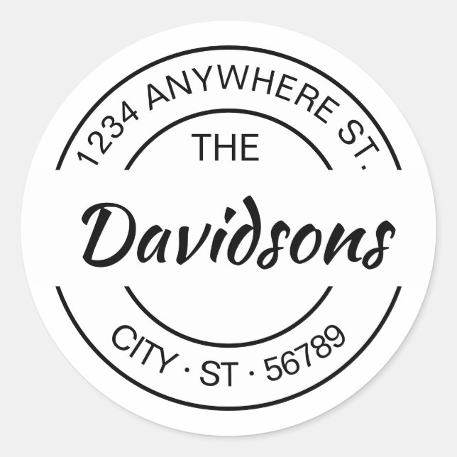 Modern Script Family Name Return Address Seal (Front)