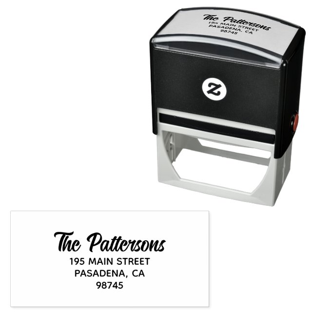 Modern Script Family Name Return Address Self-inking Stamp (In Situ)