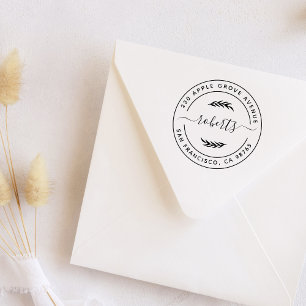 Modern Script Family Name Round Return Address Self-inking Stamp