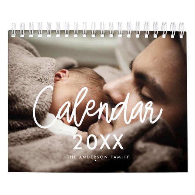 Modern script family photo 2026 calendar (Cover)