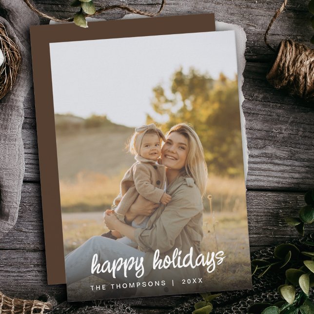 Modern Script Family Photo Christmas 2024 Custom Holiday Card (Creator Uploaded)