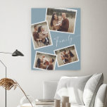 Modern Script Family Photo Collage Faux Canvas Print<br><div class="desc">Modern Script Family 4 Photo Collage Faux Canvas Print. Click the edit/personalise button to customise this design with your photos and colour preferences.</div>