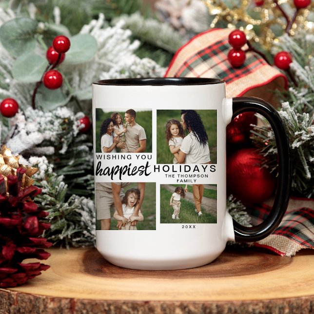Modern Script Family Photo Custom Christmas 2024 Coffee Mug (Creator Uploaded)