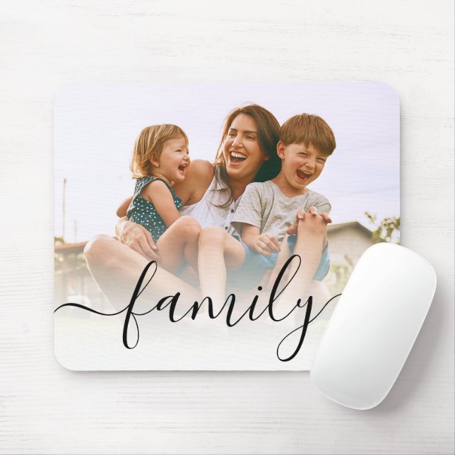 Modern Script Family Photo Custom Mouse Mat (With Mouse)