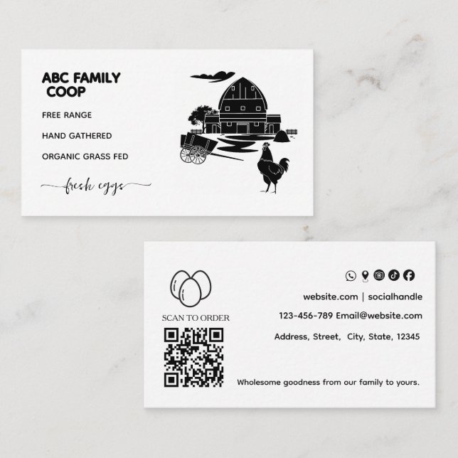 Modern Script  Farm Fresh Eggs Business Card (Front/Back)