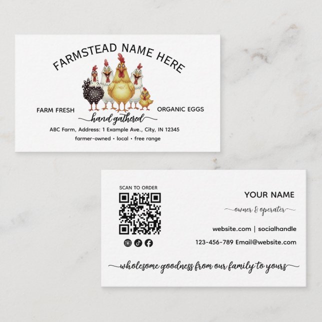 Modern Script  Farm Fresh Eggs Business Card (Front/Back)