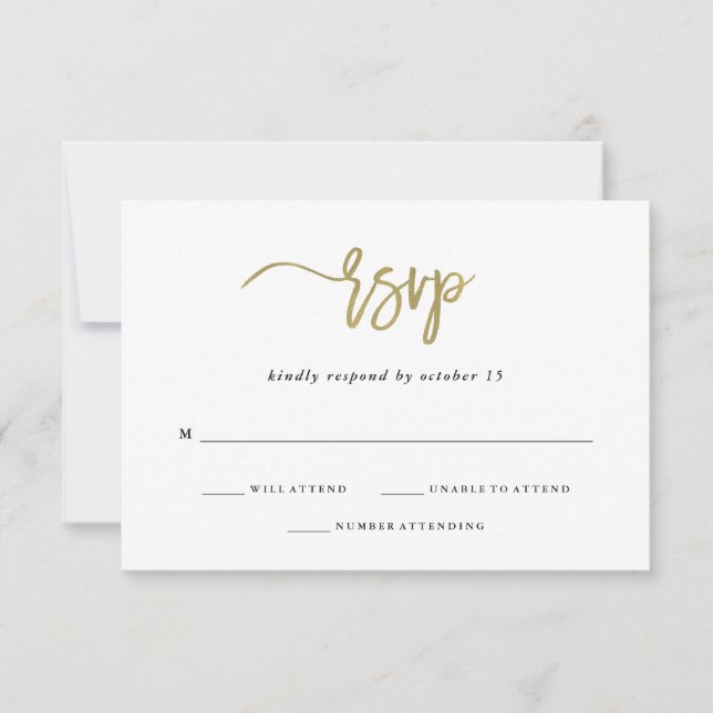 Modern Script | Faux Gold Wedding Response (Front)