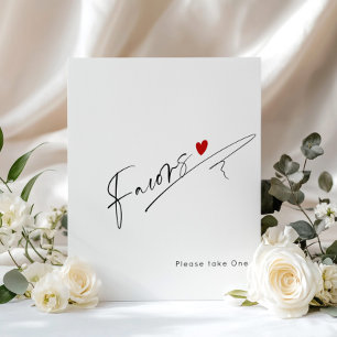 Modern Script  Favours red heart Bridal Shower Poster