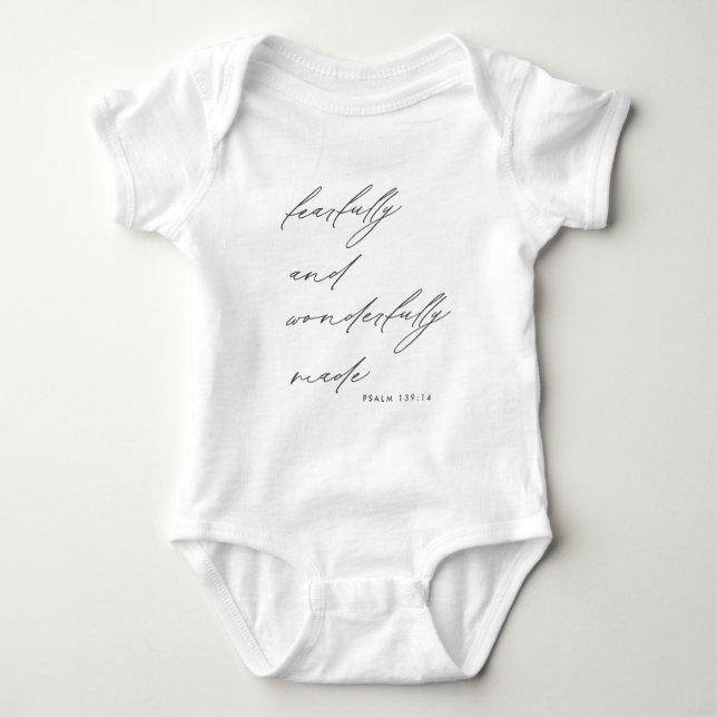 Modern Script Fearfully & Wonderfully Christian Baby Bodysuit (Front)