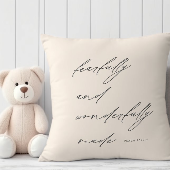 Modern Script Fearfully & Wonderfully Made Nursery Cushion (Creator Uploaded)
