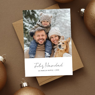 Modern Script Feliz Navidad Christmas Family Photo Holiday Card