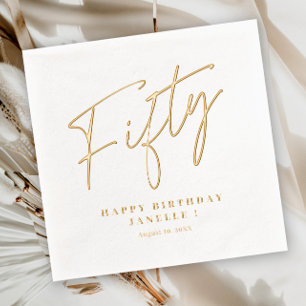 Modern Script Fifty 50th Birthday Foil Napkins