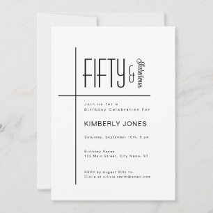 Modern Script Fifty & Fabulous 50th Birthday Party Invitation