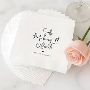 Modern Script Finally Making It Official Wedding Napkin