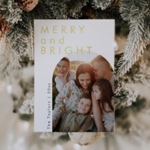 Modern Script Foil Arch Photo Family Holiday Card