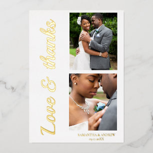 Modern script foil wedding thank you card