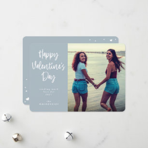 Modern Script Font Happy Valentine's Day Photo Holiday Card