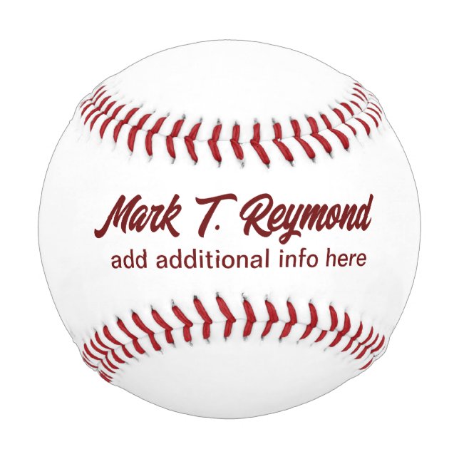 Modern script-font Name on White Baseball (Back)