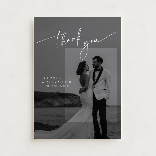 Modern script font photo wedding thank you card (Creator Uploaded)