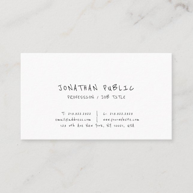 Modern  Script Font Simple Professional Template Business Card (Front)
