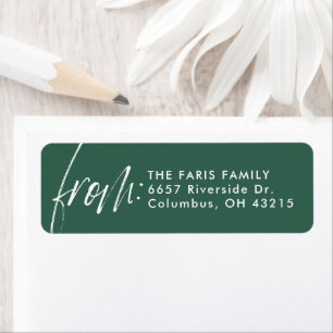 Modern script from simple green return address