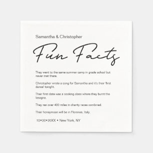 Modern Script Fun Facts Custom Wedding Napkin