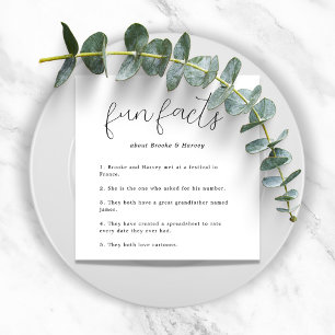 Modern Script Fun Facts Wedding Napkin
