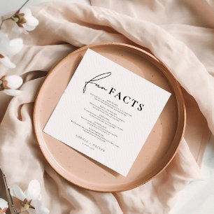 Modern Script Fun Facts Wedding Napkin