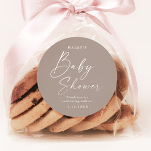 Modern Script Gender Neutral Baby Shower Classic Round Sticker