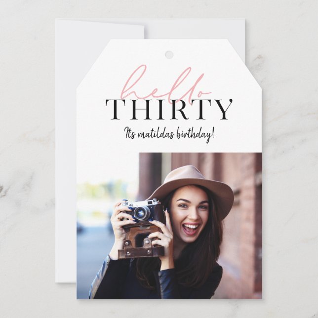 Modern script & geometric 30th birthday photo (Front)