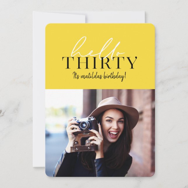 Modern script & geometric 30th birthday photo (Front)