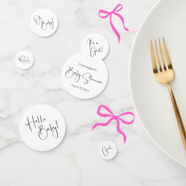 Modern Script Girl Baby Shower Confetti (Creator Uploaded)