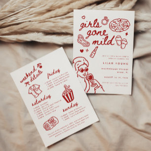 Modern Script Girls Gone Mild Bachelorette Weekend Invitation