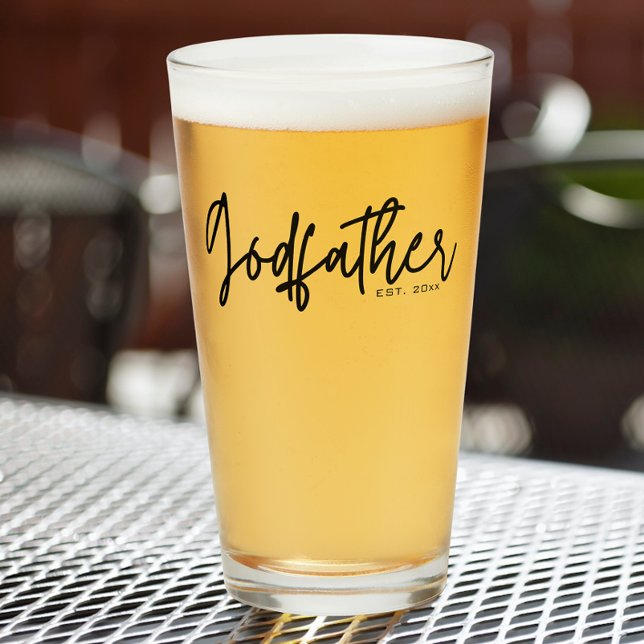 Modern Script Godfather Established Date Glass Cup (Creator Uploaded)