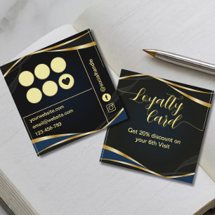 Modern Script Gold and Black Loyalty Card