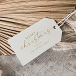 Modern Script Gold Cream Christmas Family Holiday Gift Tags<br><div class="desc">These modern script gold and cream Christmas family holiday gift tags are perfect for a minimalist holiday present. The simple yellow gold and ivory cream design features unique industrial lettering typography with modern boho style. Customisable in any colour. Personalise them with your name.</div>