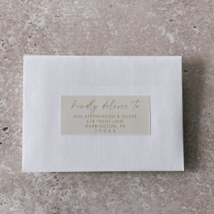 Modern Script Gold Cream Guest Address Labels