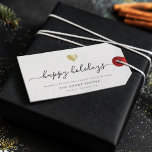 Modern Script Gold Heart Business Happy Holidays Gift Tags<br><div class="desc">Modern minimalist business holiday gift tag with elegant script calligraphy reading HAPPY HOLIDAYS under a printed golden heart. Below is space for your custom message as well as additional space on the back for more detailed greetings. Red additional support sticker not included.</div>