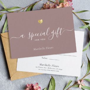 Modern Script Gold Heart Special Gift Certificate