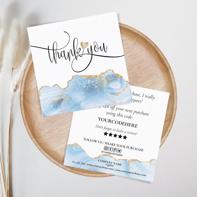 modern script gold heart thank you for your order square business card (Creator Uploaded)
