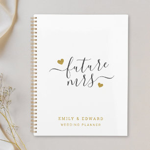 Modern Script Gold Hearts Future Mrs. Wedding Planner