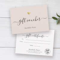 Modern Script Gold Logo Gift Voucher Certificate