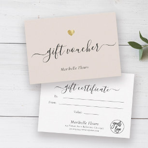 Modern Script Gold Logo Gift Voucher Certificate