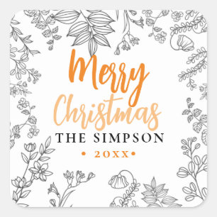Modern Script Gold Merry Christmas Square Sticker