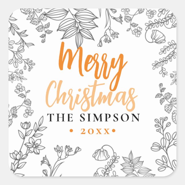 Modern Script Gold Merry Christmas Square Sticker (Front)