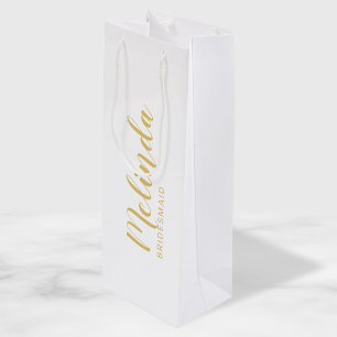 Modern Script Gold Personalised Bridesmaids Wine Gift Bag
