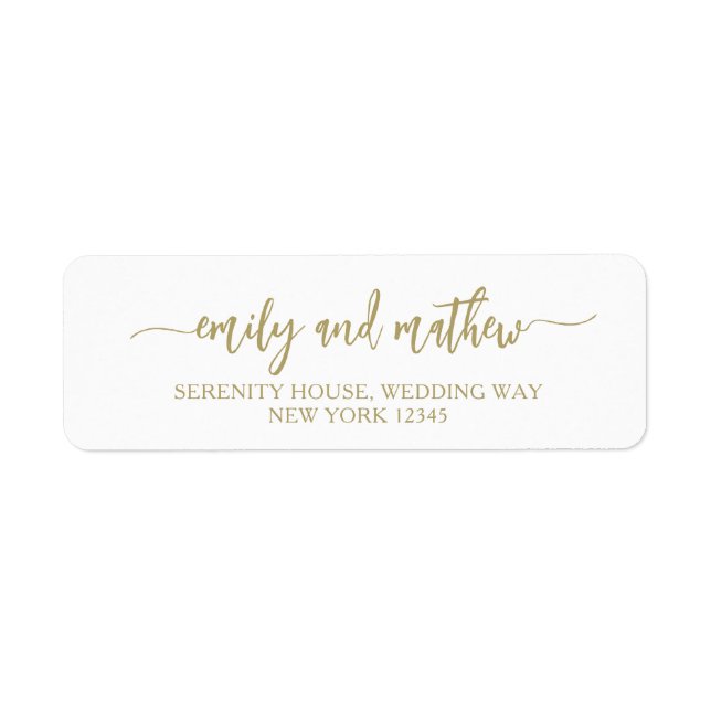 Modern Script Gold Return Address Labels (Front)