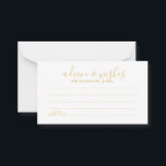 Modern Script Gold Wedding Advice and Wishes Card<br><div class="desc">Add a personal touch to your wedding with a modern wedding advice and wishes card. This advice card features title in gold modern calligraphy font style and details in gold modern sans serif font style on white background. Perfect for wedding, baby shower, birthday party, bridal shower, bachelorette party and any...</div>