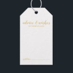 Modern Script Gold Wedding Advice & Wishes Gift Tags<br><div class="desc">Modern Script Gold Wedding Advice and Wishes Tag Card
featuring title in gold modern script font with details in gold modern sans serif font on white background.

Please Note: The foil details are simulated in the artwork. No actual foil will be used in the making of this product.</div>