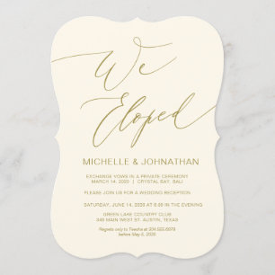 Modern Script, gold, Wedding Elopement Reception Invitation